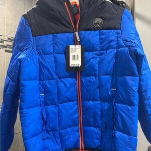 Blue and Black Puffer Jacket
